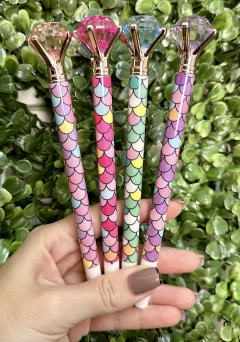 Caneta fofa - Diamante Cristal Sereia