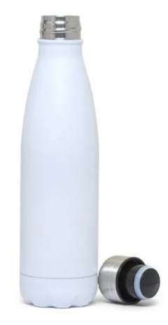 Garrafa Branca/Prata Personalizada aço inox térmica na internet