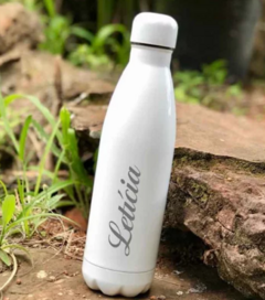 Garrafa Branca/Prata Personalizada aço inox térmica - loja online