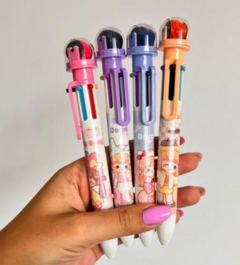 Caneta Fofa Menininha 6 cores + Carimbo