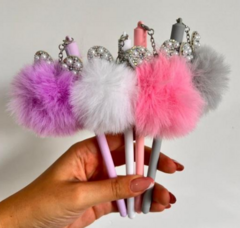 Caneta Fofa Pompom Coelhinho Glitter