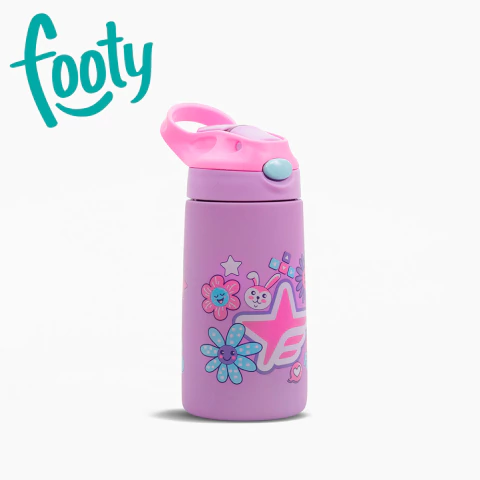 BOTELLA TERMICA FLOWER PINK PICO SILICONA FOOTY 400 ML