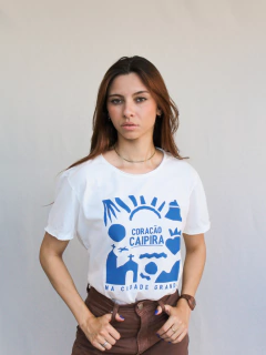 camiseta coração caipira off white - Uai Soul