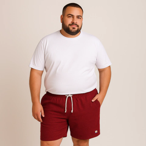 Short Mauricinho Linho Plus Size Masculino Cranc Logo Branca - comprar online