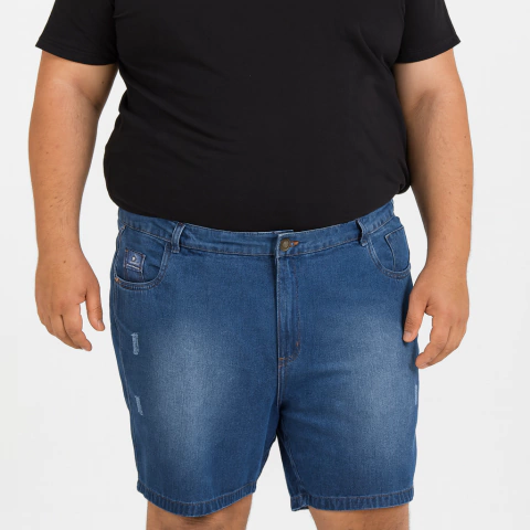 Bermuda Jeans 100% Plus Size Masculina Cranc 55 Destroyed - comprar online