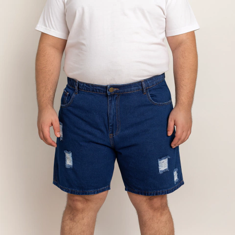 Bermuda Jeans 100% Rasgadinha Plus Size Masculina Cranc 32 - comprar online