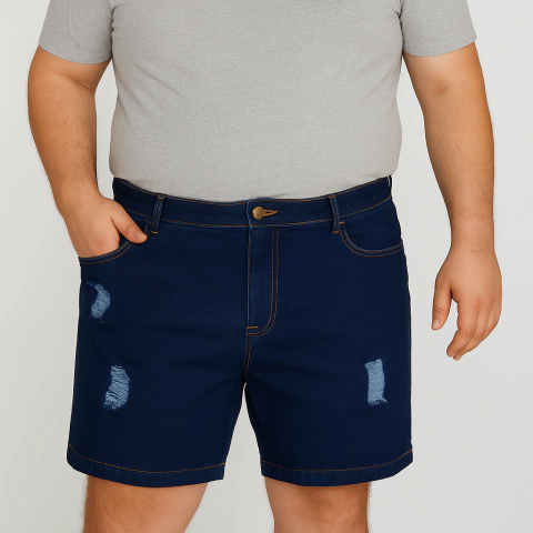 Bermuda Jeans C/ Lycra Rasgadinha Plus Size Masculina Cranc 39 - comprar online