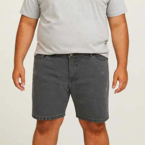 Bermuda Jeans C/ Lycra Rasgadinha Plus Size Masculina Cranc 42 - comprar online