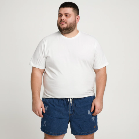 Short Jeans Mauricinho Plus Size Masculino Cranc Destroyed - comprar online