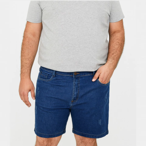 Bermuda Jeans C/ Lycra Rasgadinha Plus Size Masculina Cranc 46 - comprar online