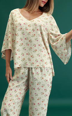 Pijama Marena con top de manga ancha y pantalón cropped Cod.: 2152 en internet