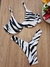 Conjunto de biquíni aro curvado zebra preto e branco