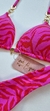 Conjunto de biquíni cortininha com trio de elos Zebra rosa na internet