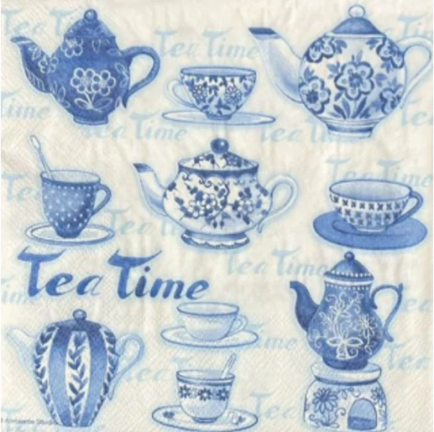 Guardanapo para Decoupage 33x33cm - Estampa Bules e Xícaras de Chá - comprar online