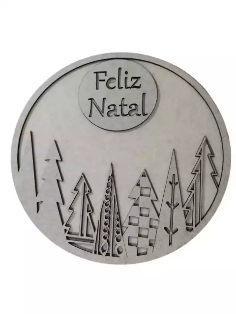 Placa Feliz Natal Árvores - 30cm