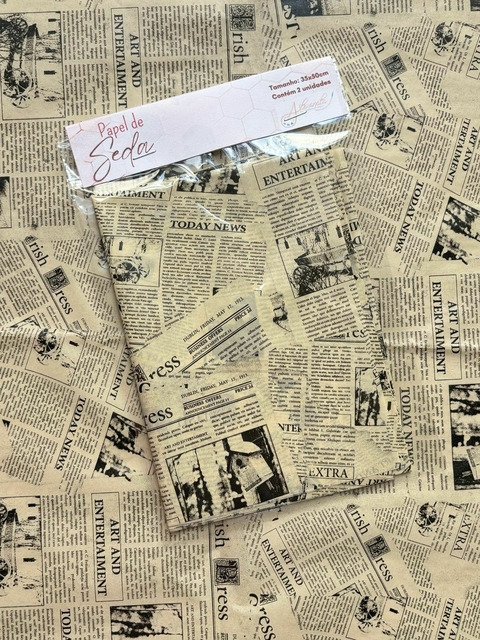 Kit 2 unidades de Papel de Seda 50x35cm - Estampa Jornal - comprar online