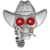 Luminoso Em Resina Caveira Cowboy Bandido Com Olho Vermelho - comprar online