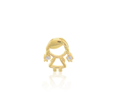 Dije Niñas Con Trenzas. Sin Cadena. Chapa De Oro 22k