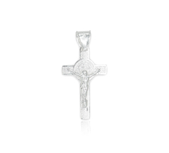 Dije Cruz Con Cristo y San Benito. Sin Cadena. Plata 0.925