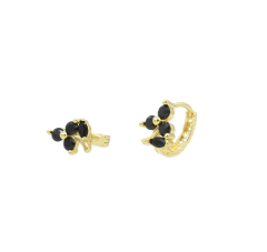 Huggie Flor 3 Pétalos y Hoja. Oro Laminado 18k