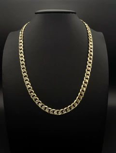 Cadena barbada de 8 mm con líneas / diamantada. Oro Laminado 18K.