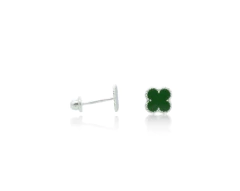 BROQUEL TRÉBOL ESMALTE BOLEADO. PLATA 0.925 - CATÁLOGO BLANCO