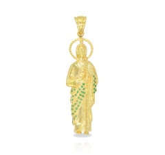 Dije San Judas Tadeo Grande Con Zirconias. Oro Laminado 18k - tienda en línea
