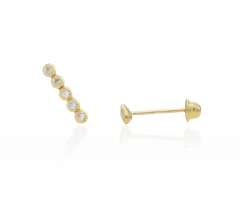 Broqueles Palo Zirconias Bisel. Oro 10k