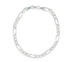 Pulso Fígaro Diamantado 5mm Eslabón 3x1. Plata 0.925