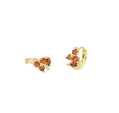 Huggie Flor 3 Pétalos y Hoja. Oro Laminado 18k - CATÁLOGO BLANCO
