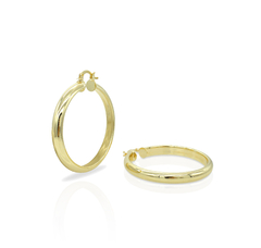 Arracada Lisa Medio Tubo 5cm. Oro Laminado 18k