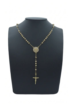 Rosario Virgen De San Juan De Los Lagos Zirconia. Bola Facetada 4mm. ORO LAMINADO 18K
