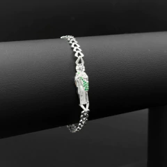 PULSERA ESCLAVA SAN JUDAS TADEO CON ZIRCONIAS VERDES AJUSTABLE. PLATA 0.925 - comprar en línea