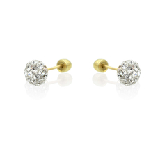 Broqueles Esfera Zirconias #4 4.5mm. Oro 10K