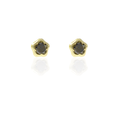 Broqueles Bisel Flor Con Zirconia 5mm. Oro 10K