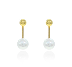 Broqueles Barra Perla Y Bola. Chapa De Oro 22K