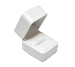 Estuche Rigido Blanco Imitación Piel Para Anillo