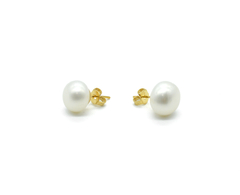 Broqueles Perla 10mm Broche Mariposa. Oro Laminado
