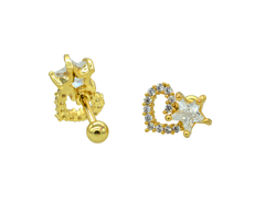 Broqueles Corazón Y Estrella. Oro Laminado