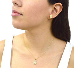 JUEGO COLLAR Y ARETES OVALO CON ZIRCONIAS SAN BENITO. ORO LAMINADO 18K - comprar en línea