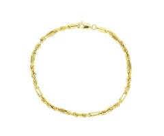 Pulso Torsal Fígaro 3mm. Oro Hueco 10k