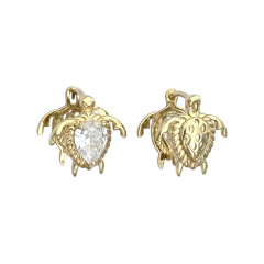 Aretes Tortuga con Zirconias. Huggies. Oro Laminado 18K - tienda en línea