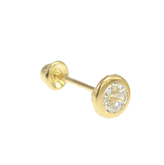 1Pza Broquel Bisel Blanco 4.5mm. Oro 10K