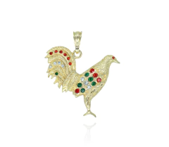 Dije Gallo Zirconias México. Oro Laminado 18k