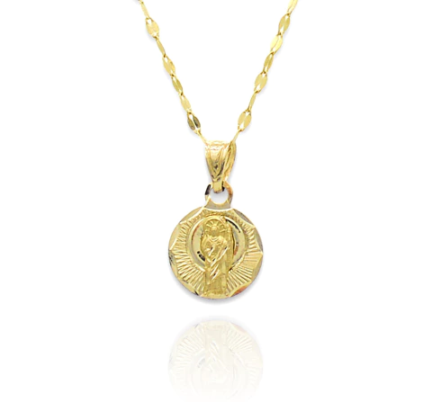 Collar Medalla San Judas Circular. Oro 10k