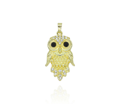 Dije Búho Dorado Con Zirconias. Oro Laminado 18k