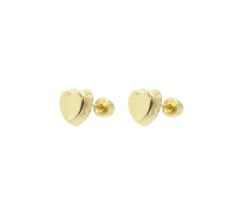 Broqueles Corazón Inflado Liso 5mm. Oro 10K