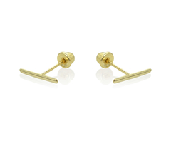 Broqueles Palito Barrita Metal Liso 9 X 1. Oro 10K