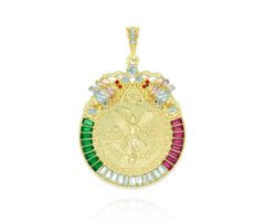 Dije Centenario Zirconias México. Oro Laminado 18k