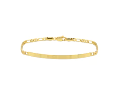 Esclava Eslabón 3x1 Fígaro Con Placa 3mm. Oro Laminado 18k